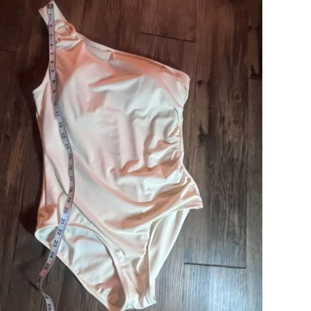 Michael Kors Women’s Size 14 White One-Piece Swimsuit Gold Logo Ring